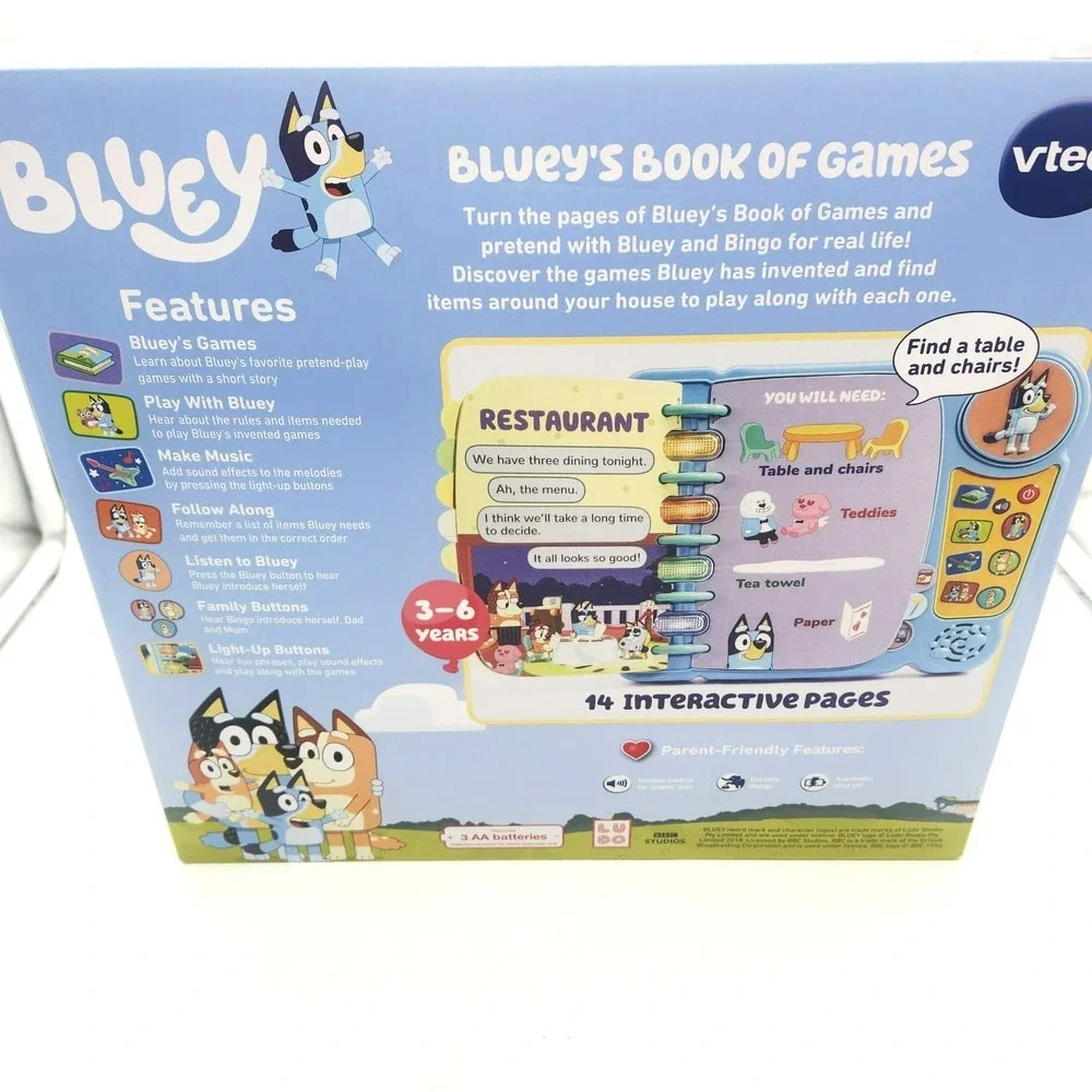 Bluey Book of Games by VTech Interactive‎ Sound Book Educational Ages 3+